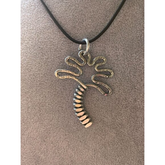 The Artist Jay palm tree pendant 9" black leather cord Southwestern large bold - Picture 3 of 8